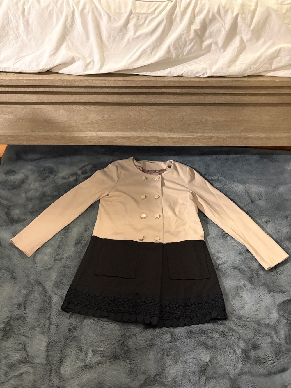 Darling Beige and Black Two-Tone Pea Coat